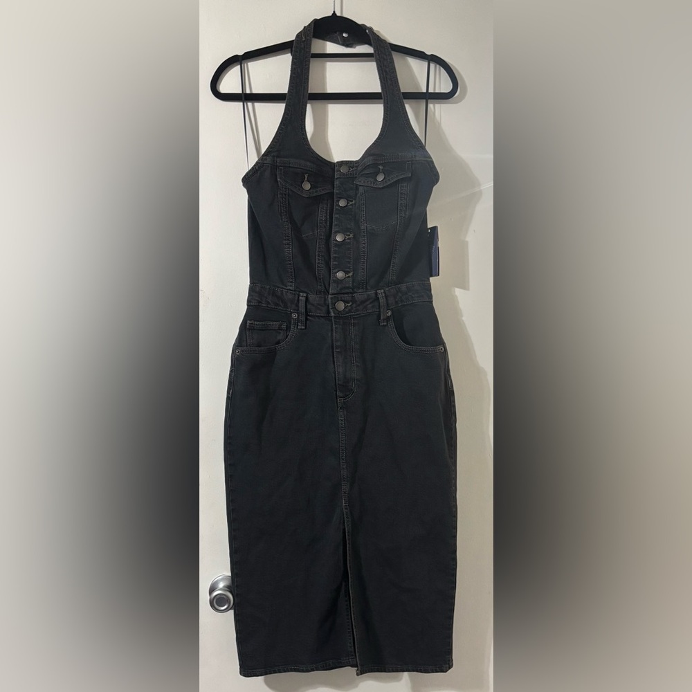 🎄 3/$15 Black Denim Halter Dress